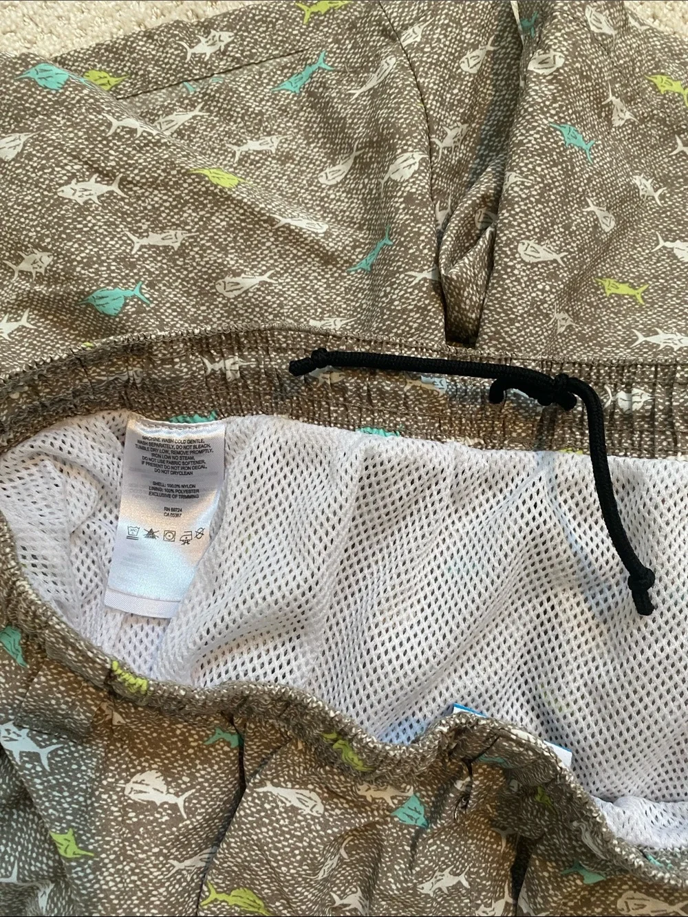 Men’s Columbia PFG Lounge, Beach or Fishing Shorts with Fish Print